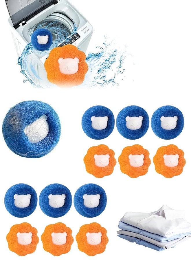 12PCS Pet Hair Remover for Laundry, Lint Catcher for Laundry Pet Hair Remover Washing Machine Hair Catcher, Upgrade Washing Balls Dog Cat Hair Catcher Lint Remover Balls Multipack ( Blue+Orange) - Image 1